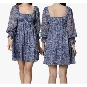 BCB Generation Floral Print Babydoll Empire Waist Mini Dress Size 4